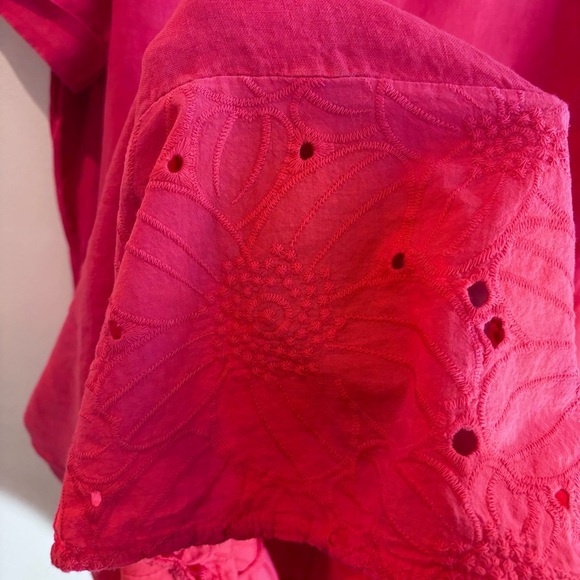 ROSEMARINE Sz 1X Dress 100% Linen Round Neck Sheath pockets Eyelet Hem Unlined - Picture 8 of 11